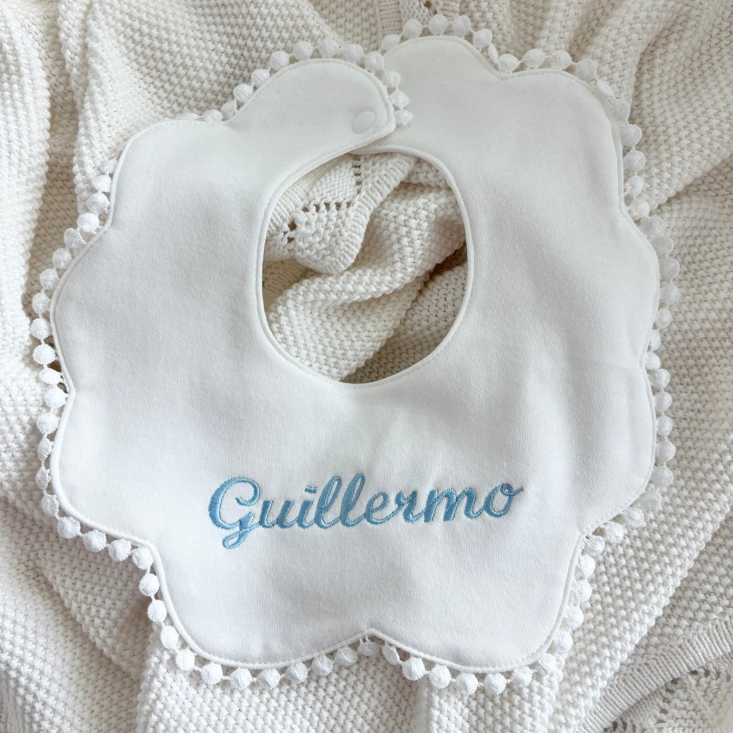 White Bib with personalized embroidery