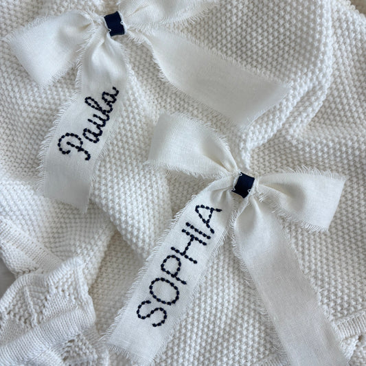 Paperpixels Bow: White & Navy Blue