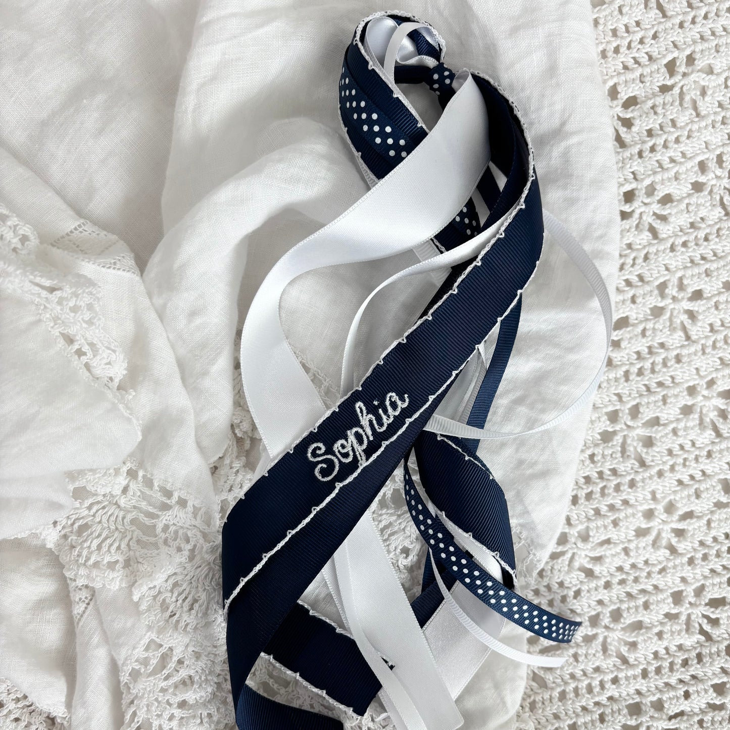 Navy Blue & White Hair Ties