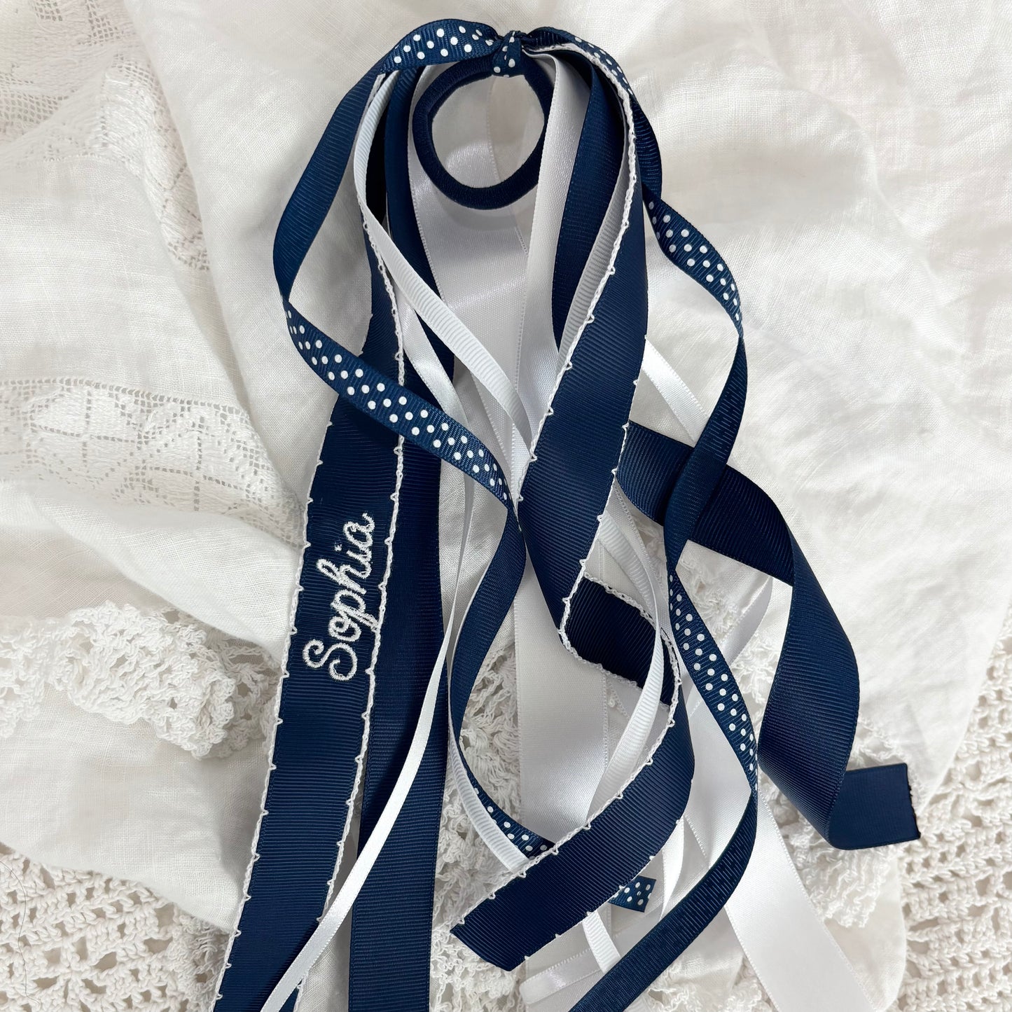 Navy Blue & White Hair Ties