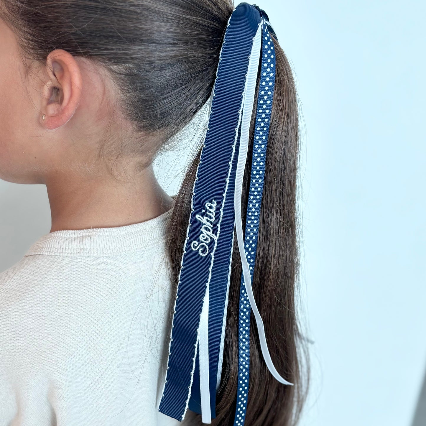 Navy Blue & White Hair Ties