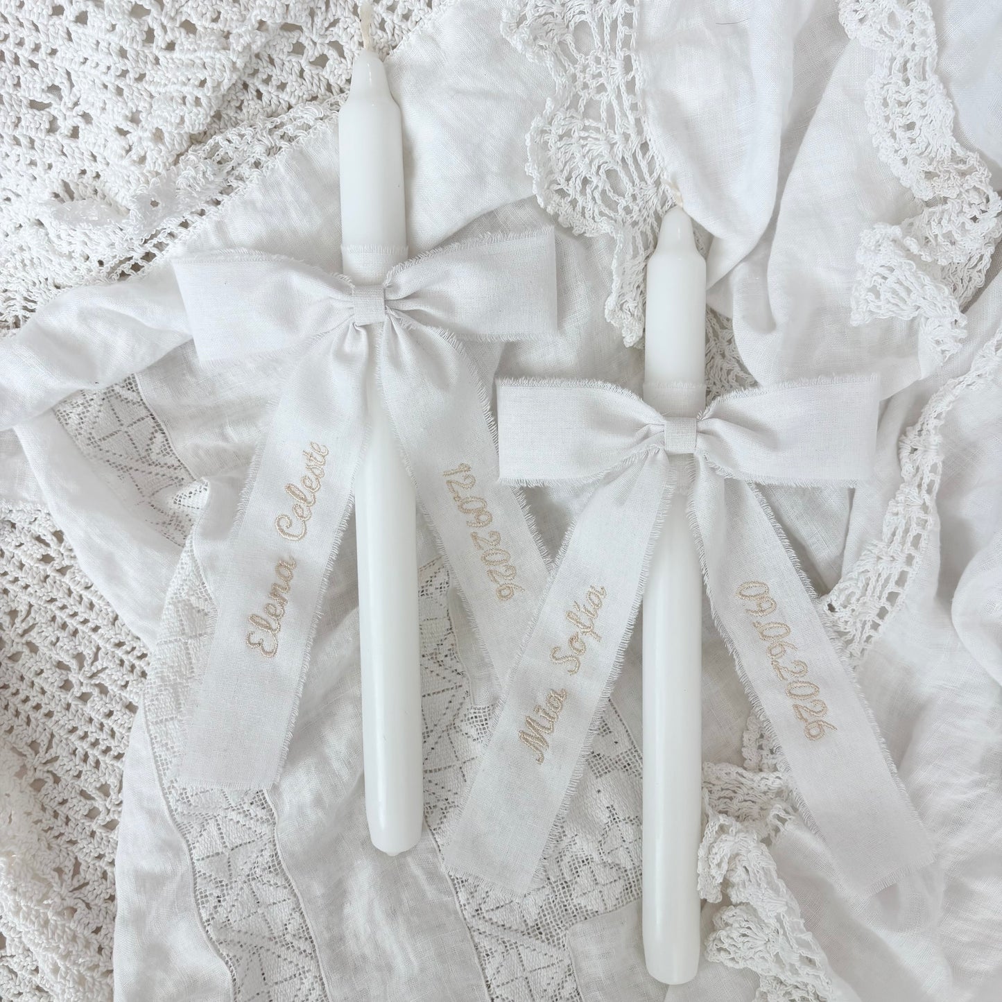 Baptism Candle with Embroidered bow