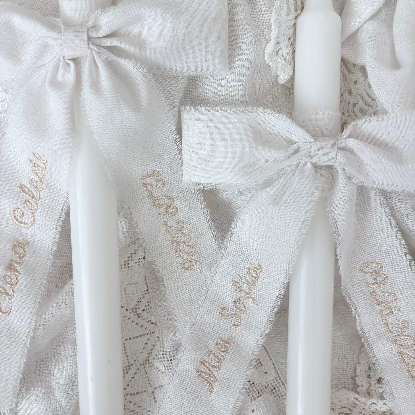Baptism Candle with Embroidered bow
