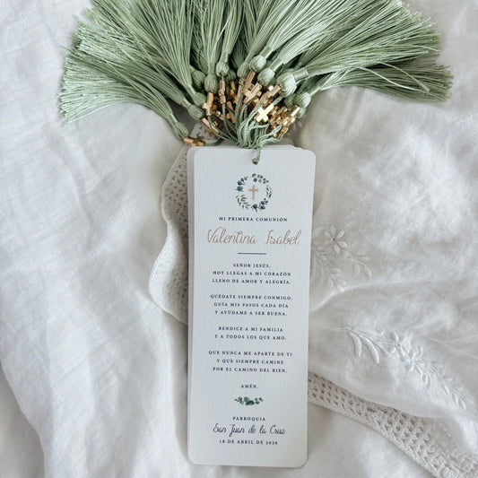 GREEN/GOLD BOOKMARKS with TASSEL